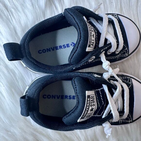 Converse Chuck Taylor Street (Little Kid) Sneaker, Black/White/Black Size 7 - Picture 5 of 9